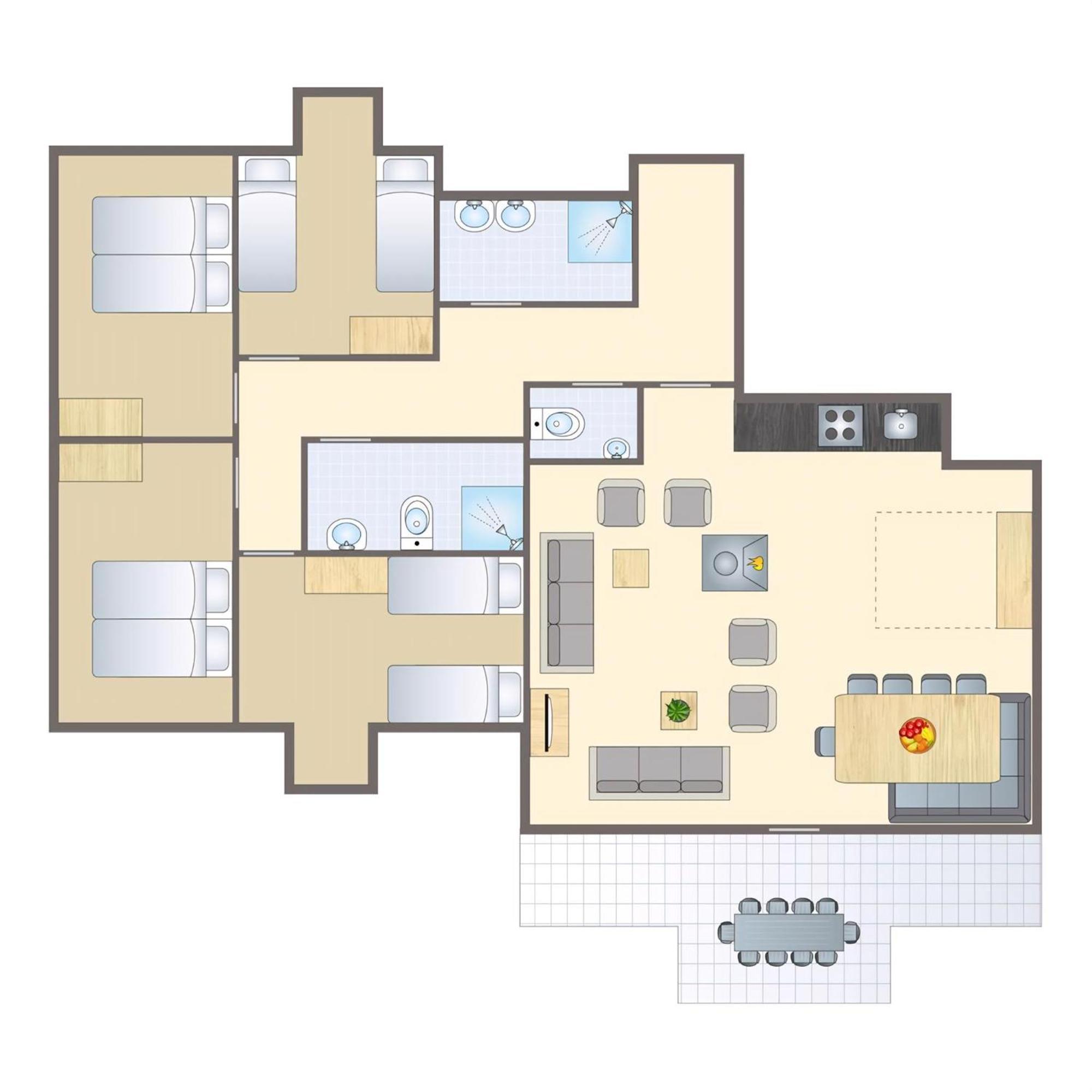 Apartment mit 4 Schlafzimmern