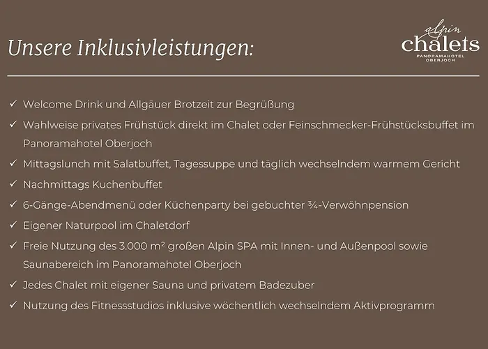 Ferienvermietung: Alpin Chalets Oberjoch - Luxus Unterkunft mit privatem SPA und Zugang zu 3000 qm SPA Panoramahotel Oberjoch